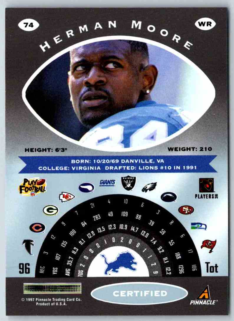 1997 Pinnacle Certified NFL Herman Moore