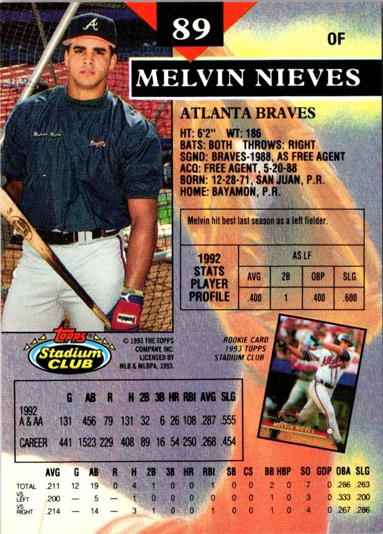 1993 Stadium Club Melvin Nieves