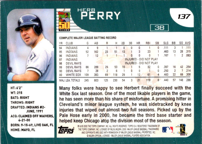 2001 Topps Herb Perry