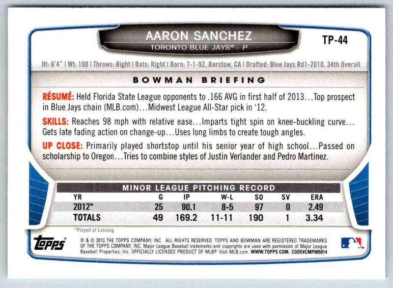 2014 Bowman Aaron Sanchez