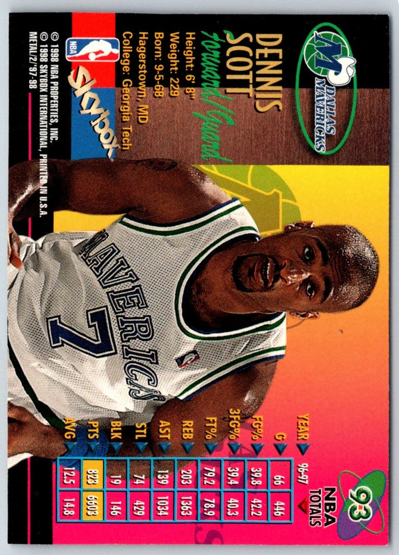 1998 SkyBox Molten Metal Dennis Scott