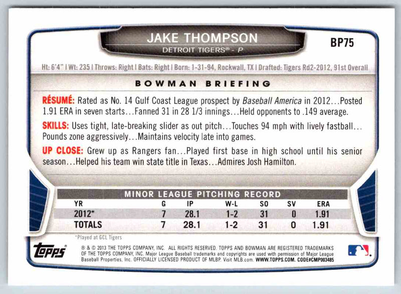 2014 Bowman Jake Thompson