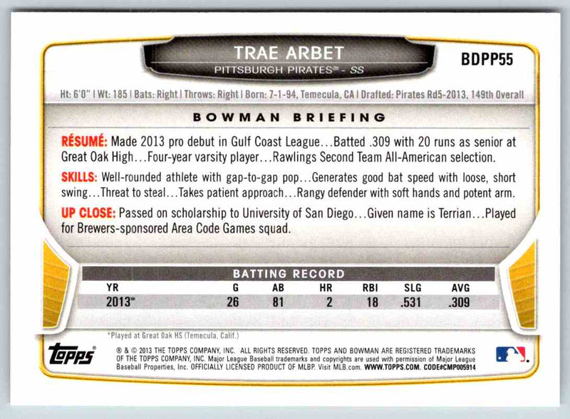 2014 Bowman Trae Arbet