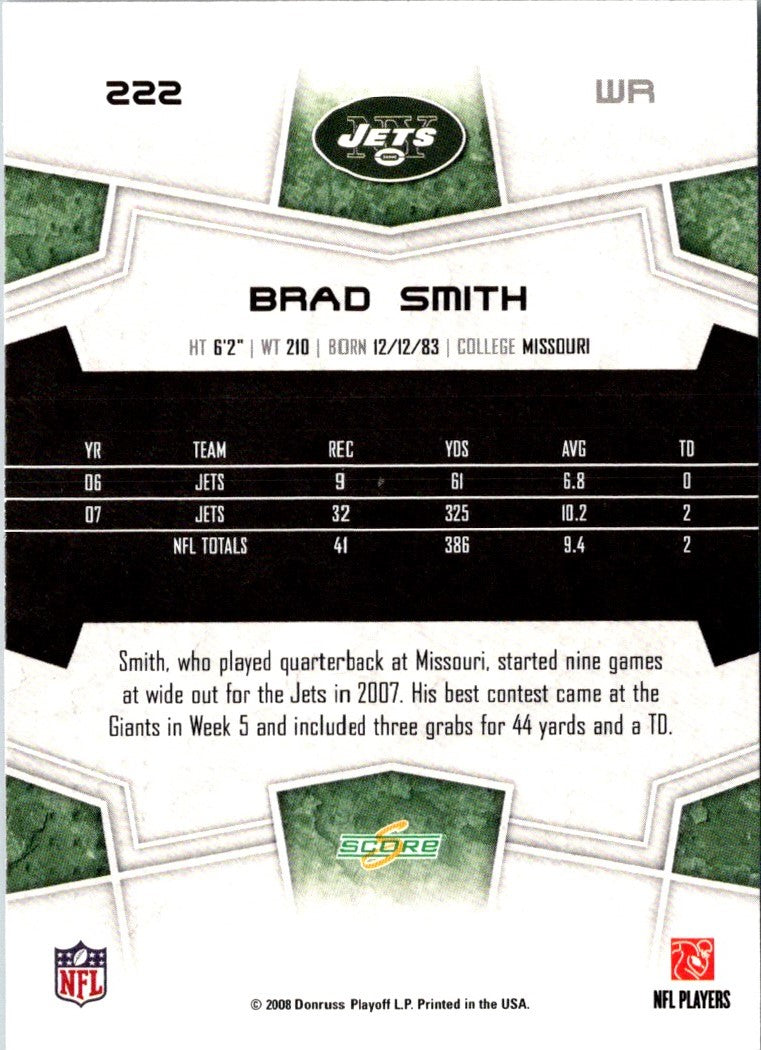 2008 Score Super Bowl XLIII Brad Smith