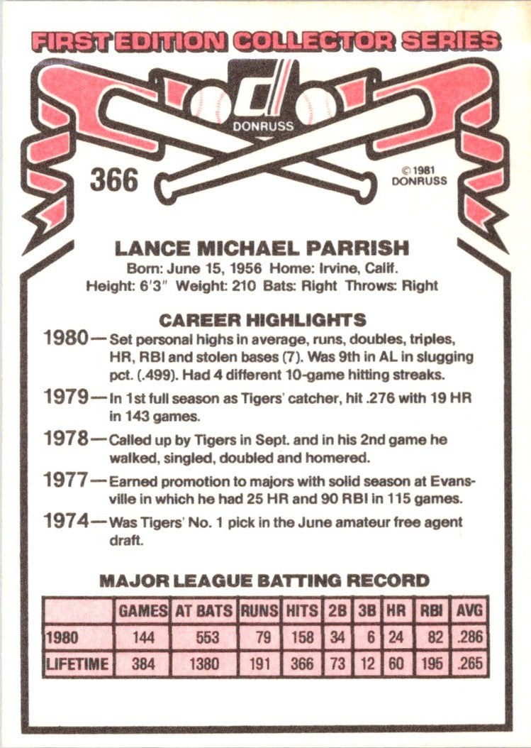 1981 Donruss Lance Parrish