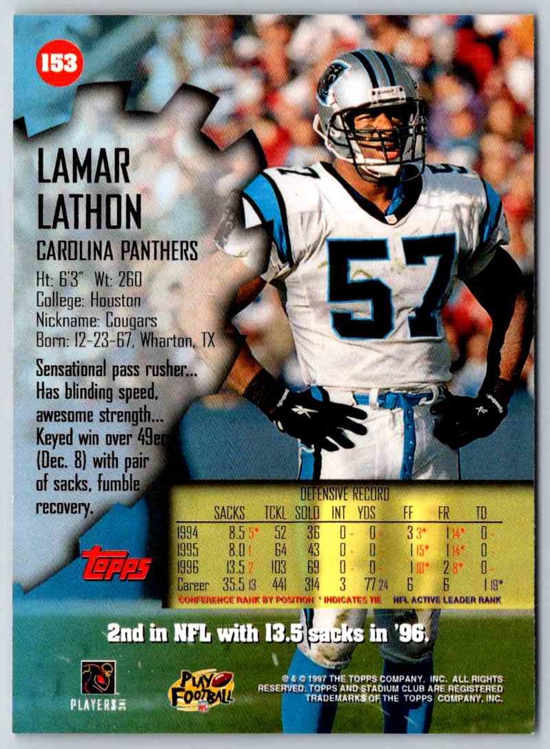 1997 Topps Stadium Club Football Lamar Lathon