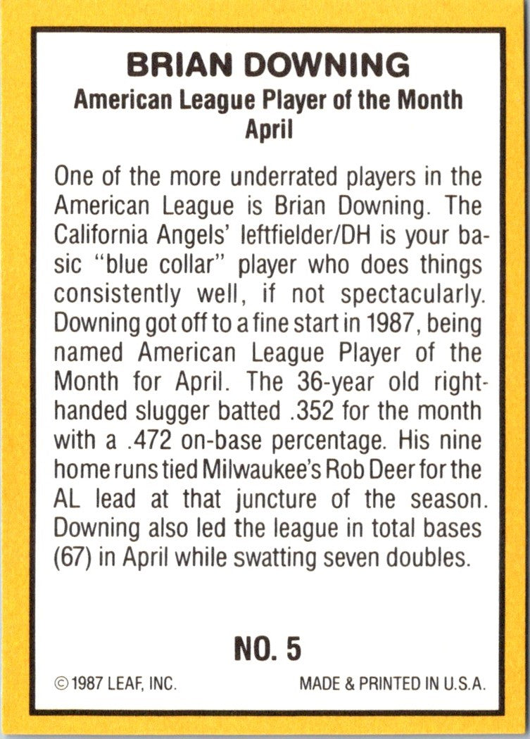 1987 Donruss Highlights Brian Downing