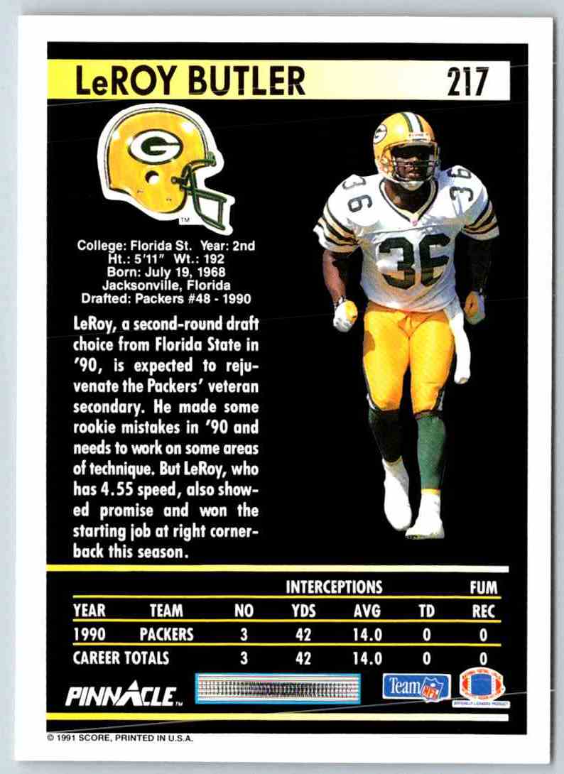 1991 Pinnacle LeRoy Butler
