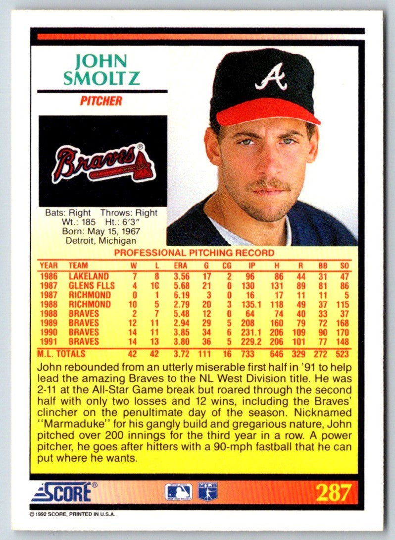 1992 Score John Smoltz