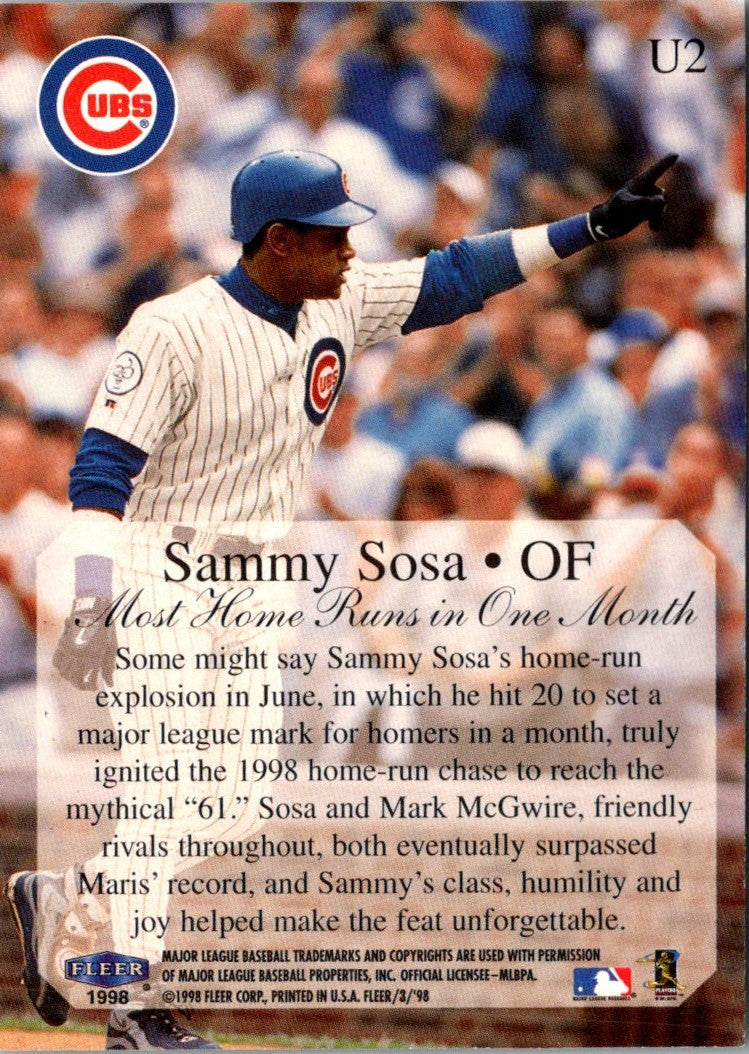 1998 Fleer Tradition Update Sammy Sosa