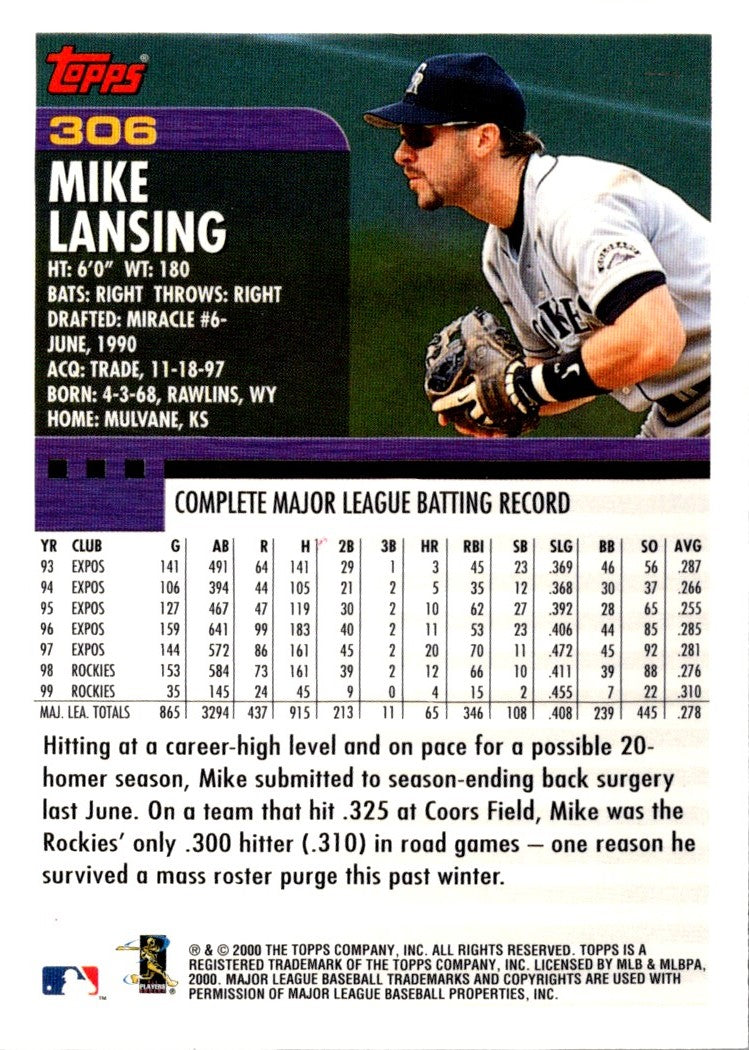 2000 Topps Mike Lansing