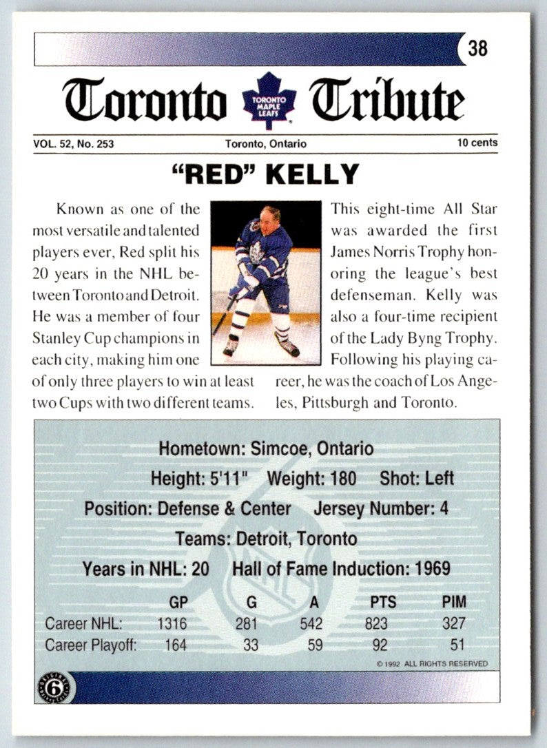 1991 Ultimate Original 6 Leonard Kelly