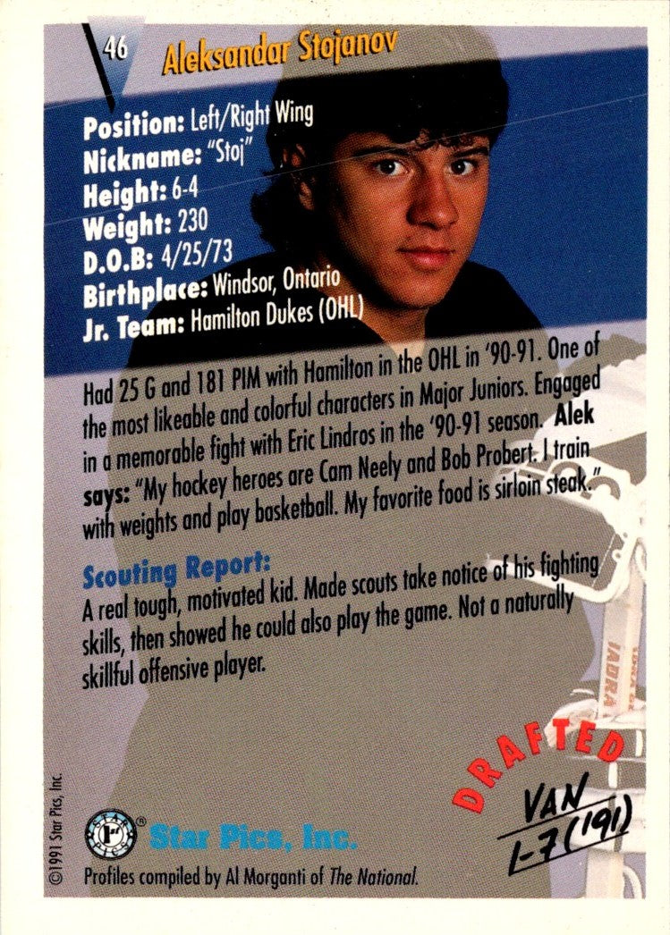 1991 Star Pics Alek Stojanov