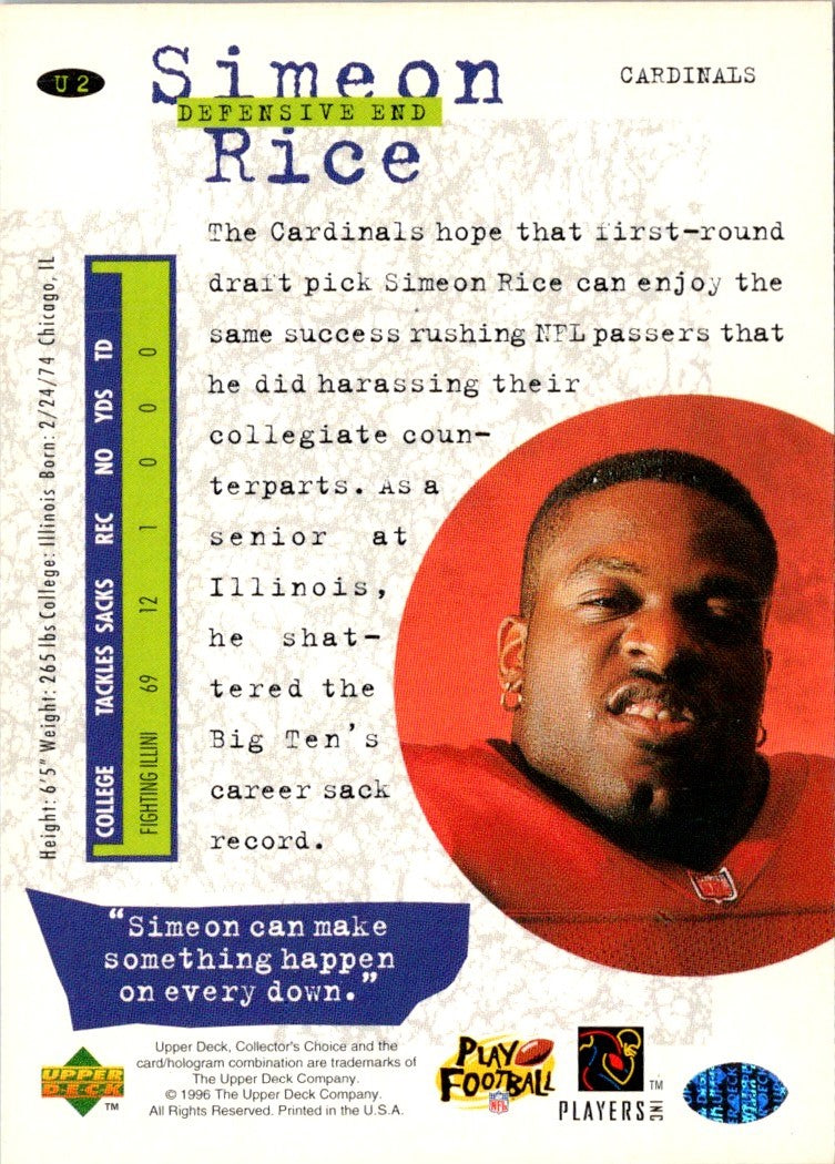 1996 Collector's Choice Update Simeon Rice
