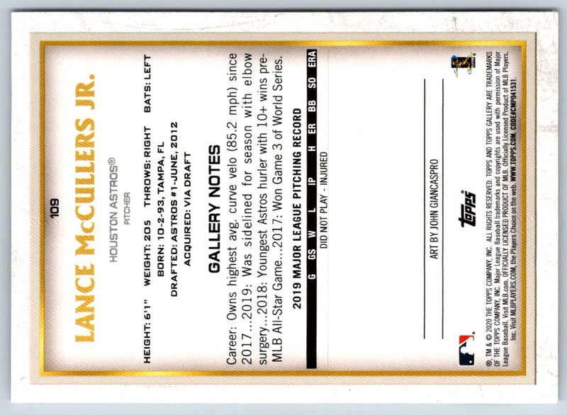 2020 Topps Gallery Lance McCullers Jr.