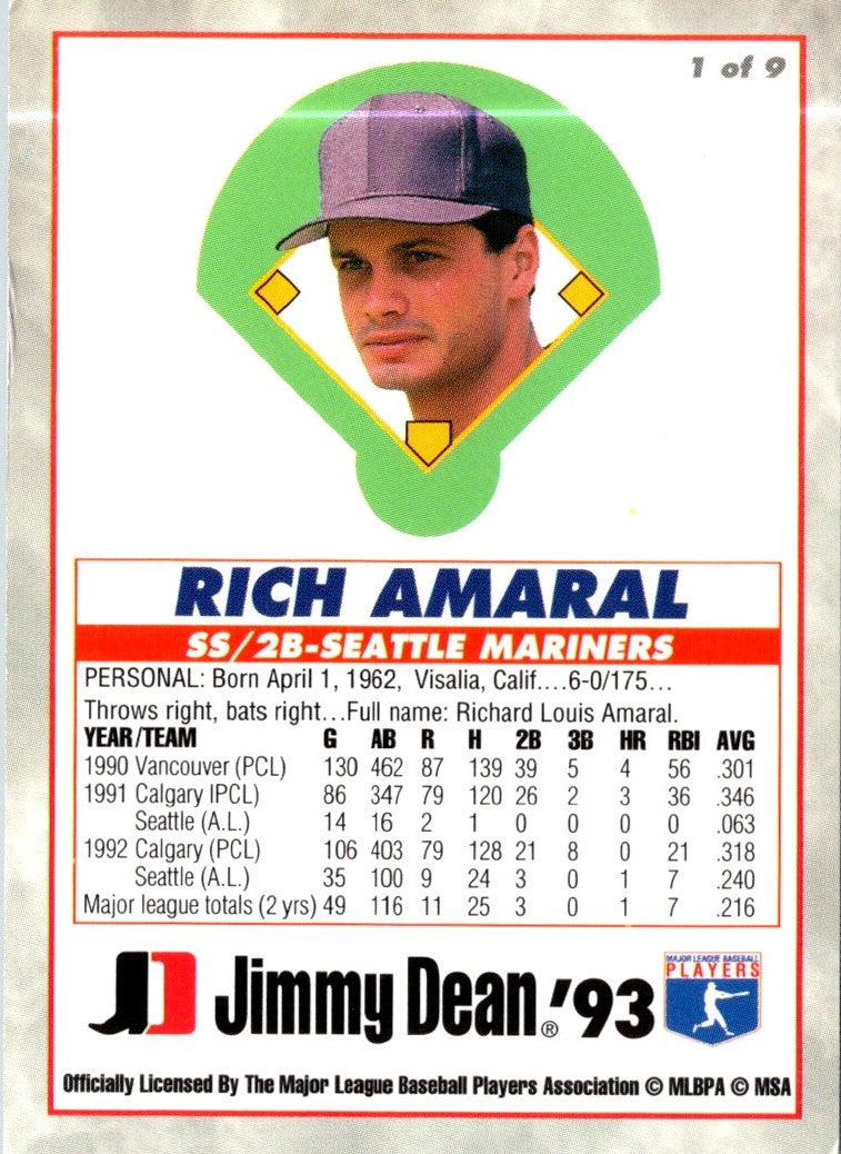 1993 Jimmy Dean Rookies Rich Amaral