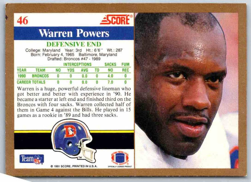 1991 Score Warren Powers