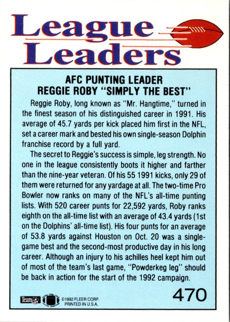 1992 Fleer Reggie Roby
