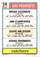 1992 Topps Brad Ausmus/Jim Campanis/Dave Nilsson/Doug Robbins #58 Rookie
