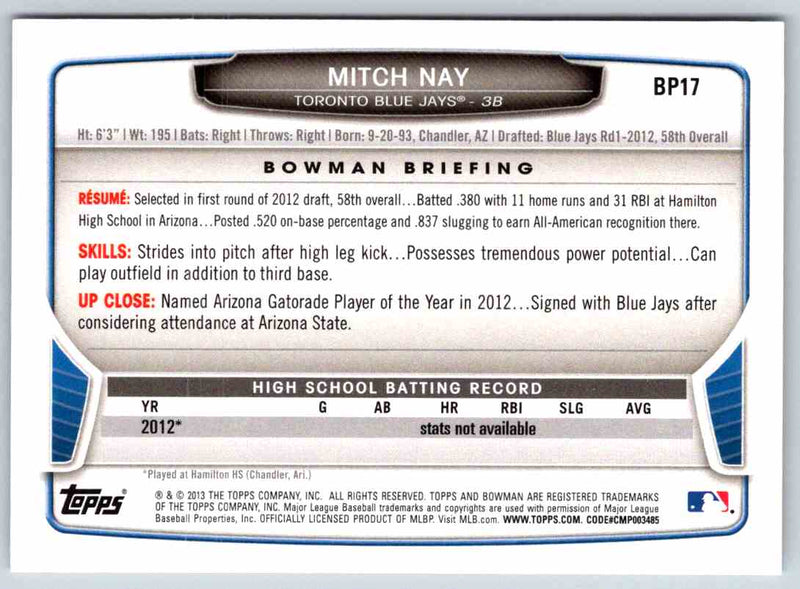 2014 Bowman Mitch Nay