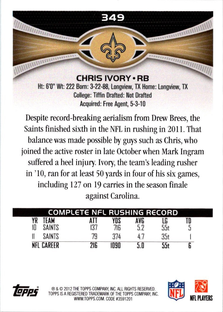 2012 Topps Chris Ivory