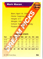 1992 Front Row Dream Picks Mark Macon #56