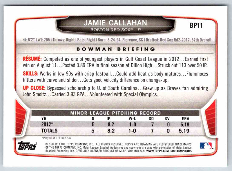 2014 Bowman Jamie Callahan