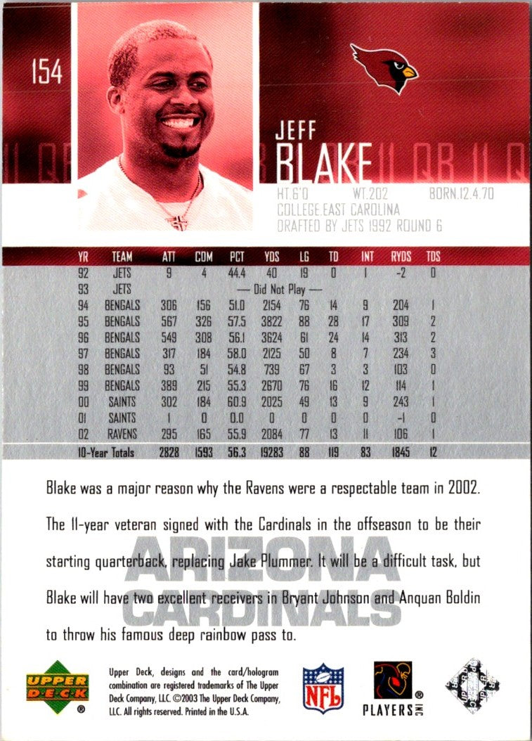 2003 Upper Deck Jeff Blake