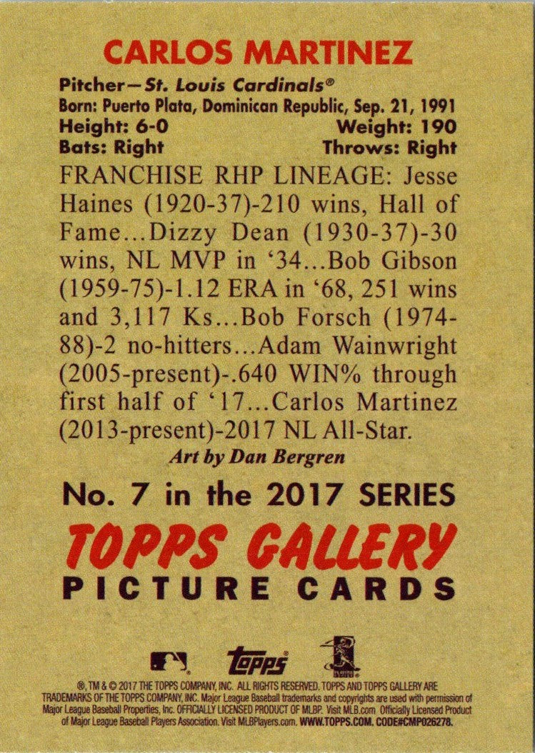 2017 Topps Gallery Heritage Carlos Martinez