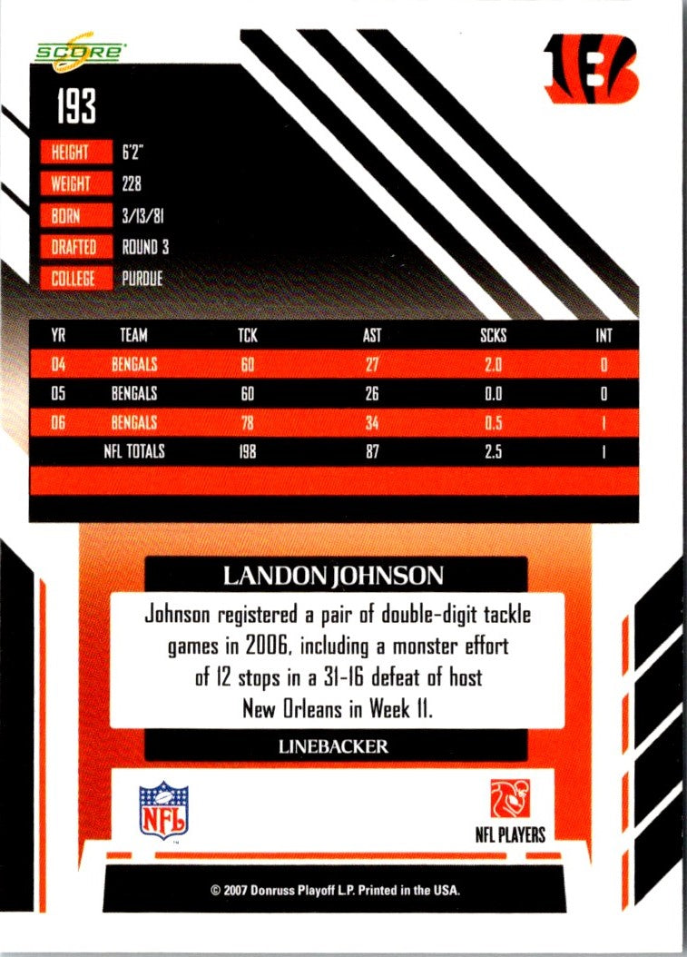 2007 Score Landon Johnson