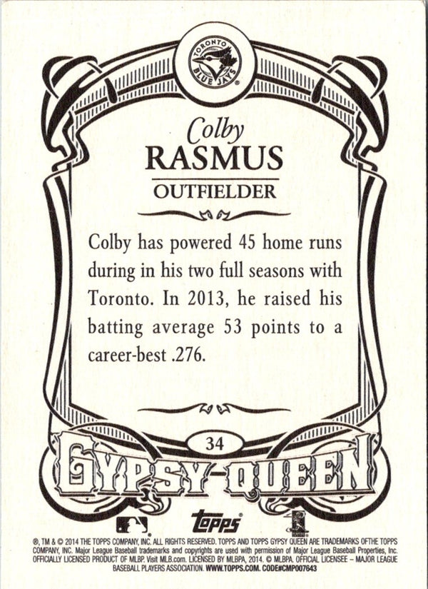 2014 Topps Gypsy Queen Colby Rasmus #34