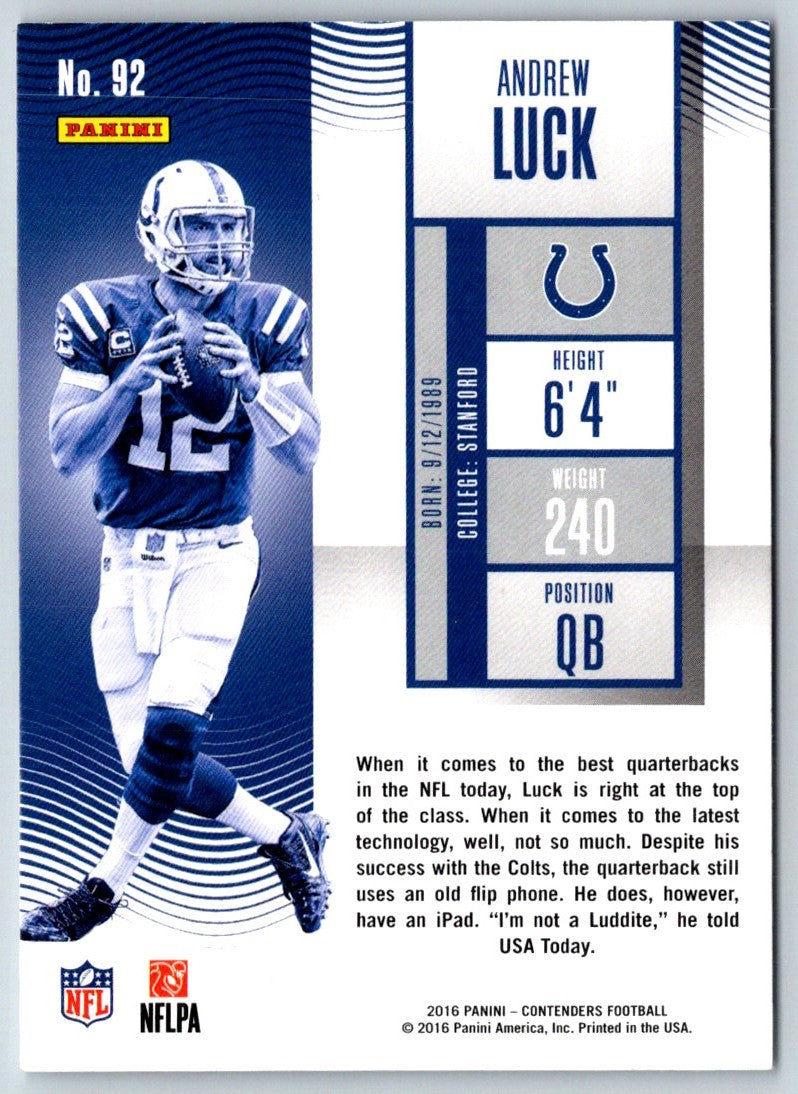 2016 Panini Contenders Andrew Luck