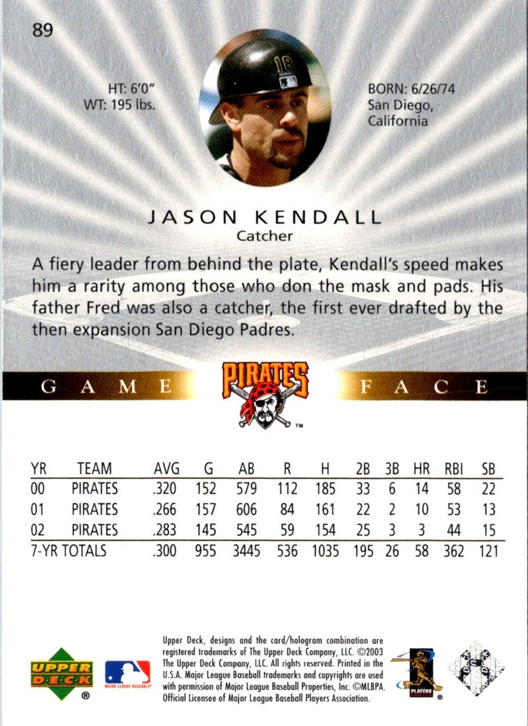 2003 Upper Deck Game Face Jason Kendall