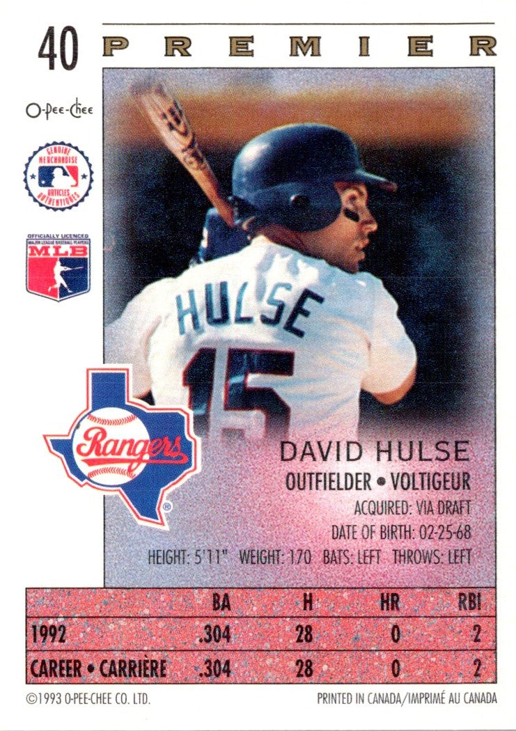 1993 O-Pee-Chee Premier David Hulse