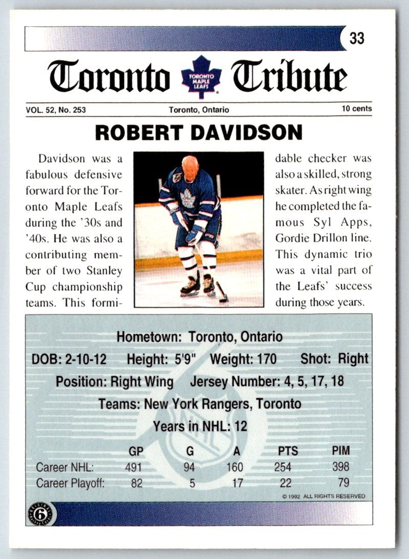 1991 Ultimate Original 6 Bob Davidson