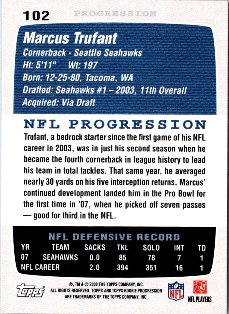 2008 Topps Rookie Progression Marcus Trufant