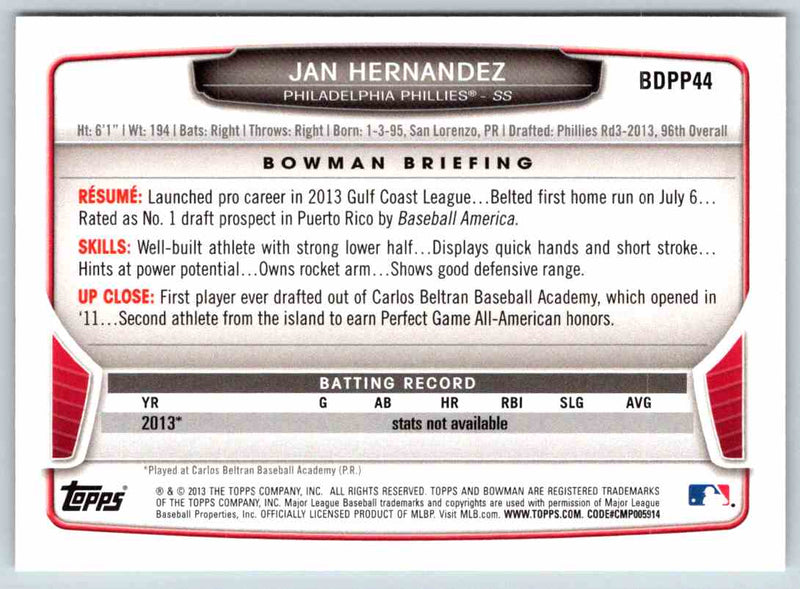 2013 Bowman Jan Hernandez