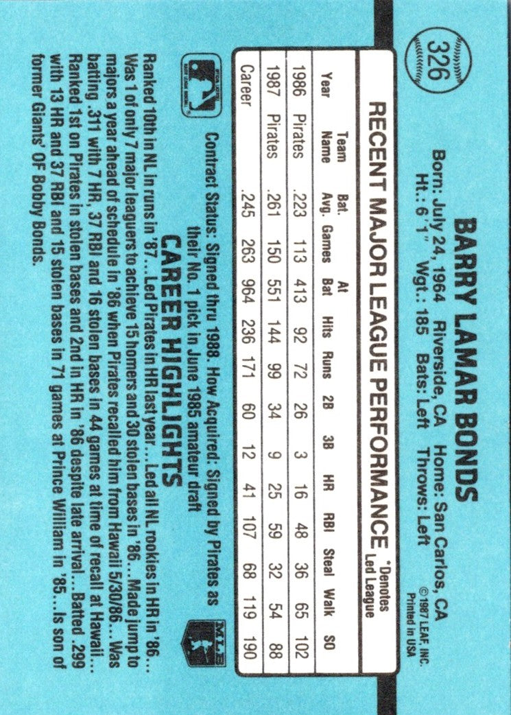 1988 Donruss Barry Bonds