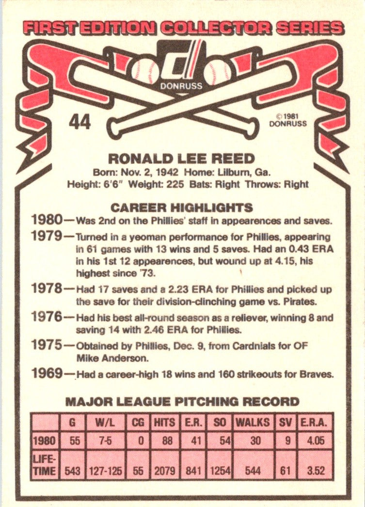 1981 Donruss Ron Reed