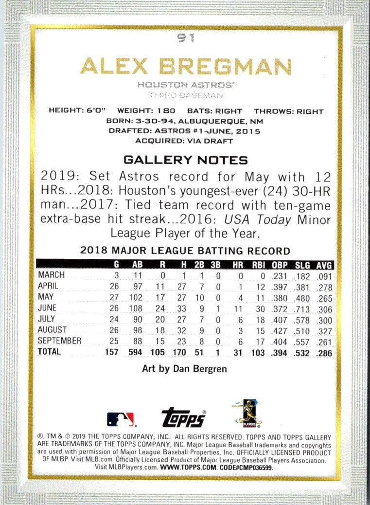 2019 Topps Gallery Alex Bregman