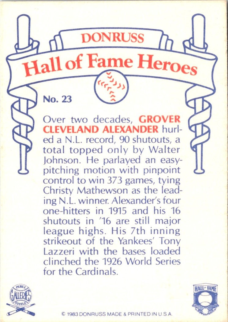 1983 Donruss Hall of Fame Heroes Grover Alexander