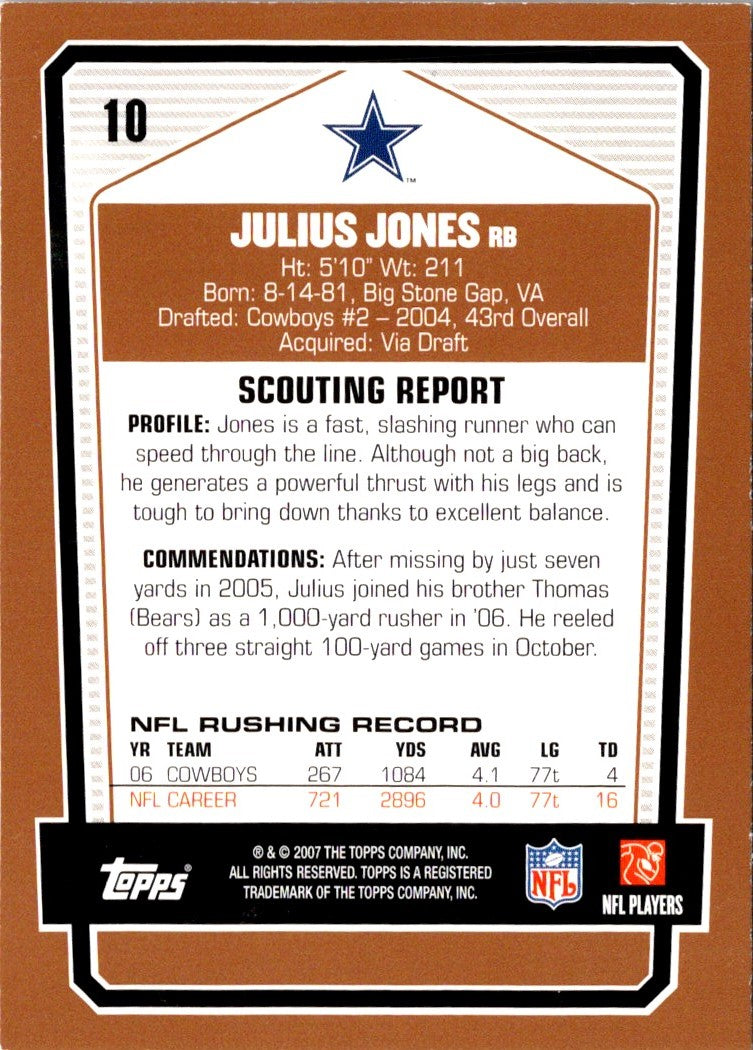 2007 Topps Draft Picks & Prospects Julius Jones