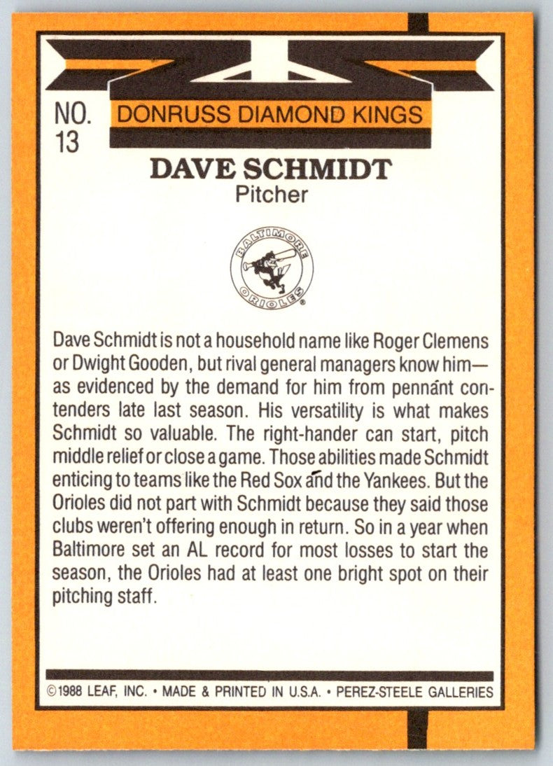 1989 Donruss Diamond  Kings Dave Schmidt