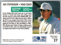 1991 Pro Set WLAF World Bowl Combo Kay Stephenson #27