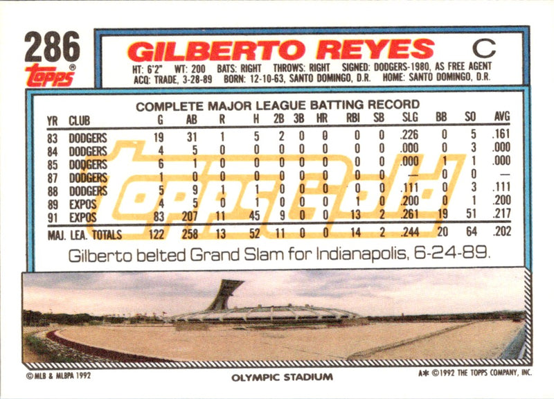 1992 Topps Gold Winners Gilberto Reyes