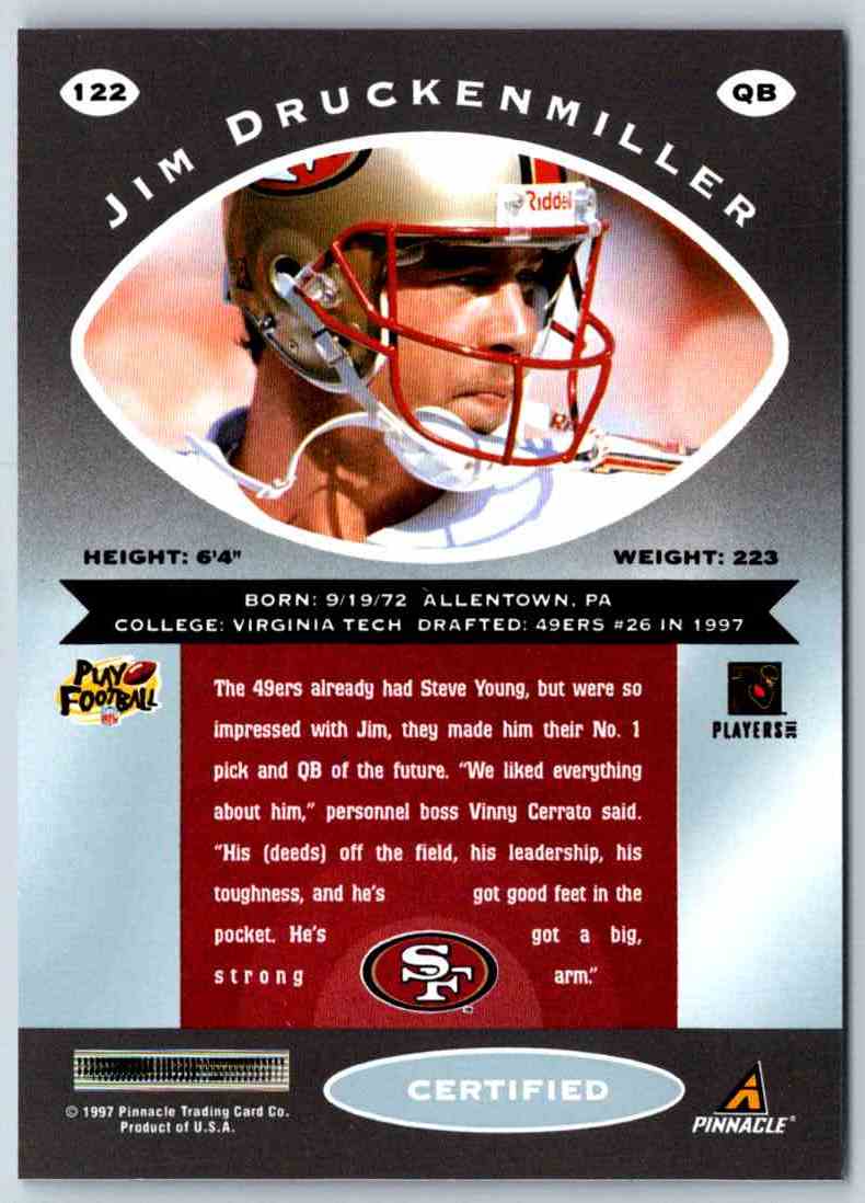 1997 Pinnacle Certified NFL Jim Druckenmiller