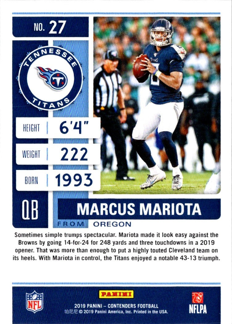 2019 Panini Marcus Mariota