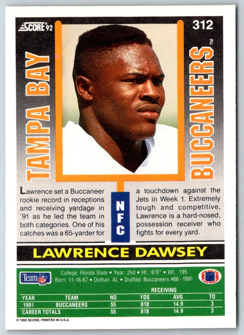 1992 Score Lawrence Dawsey