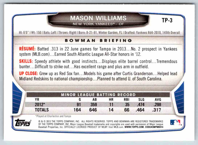 2013 Bowman Mason Williams