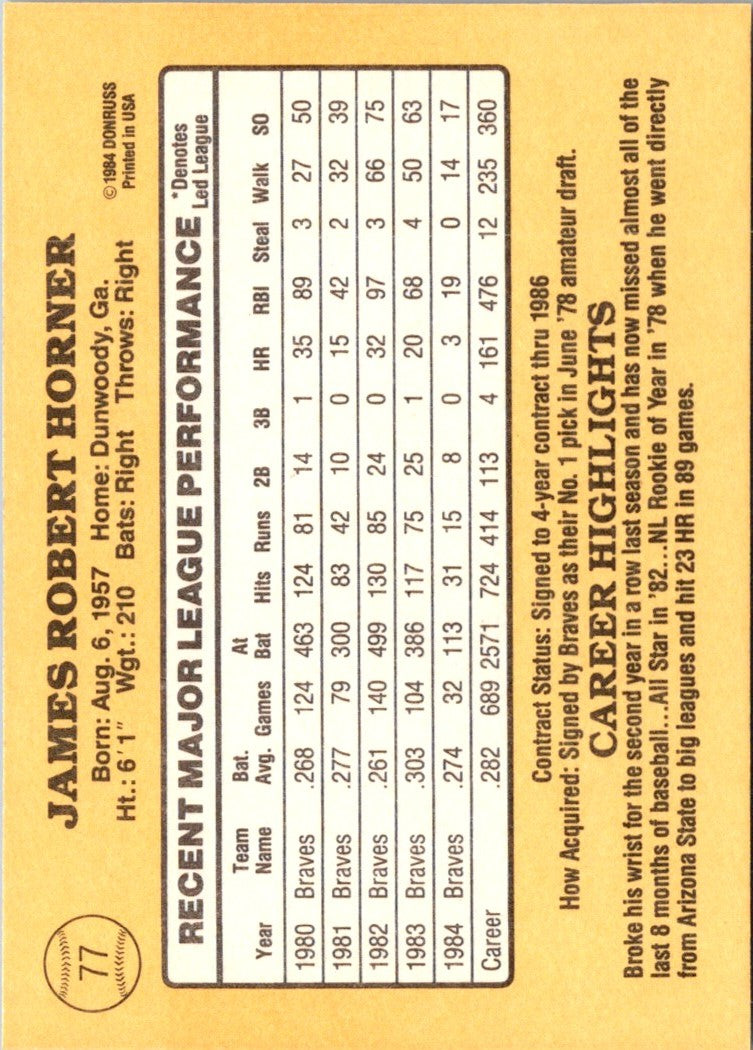 1985 Donruss Bob Horner